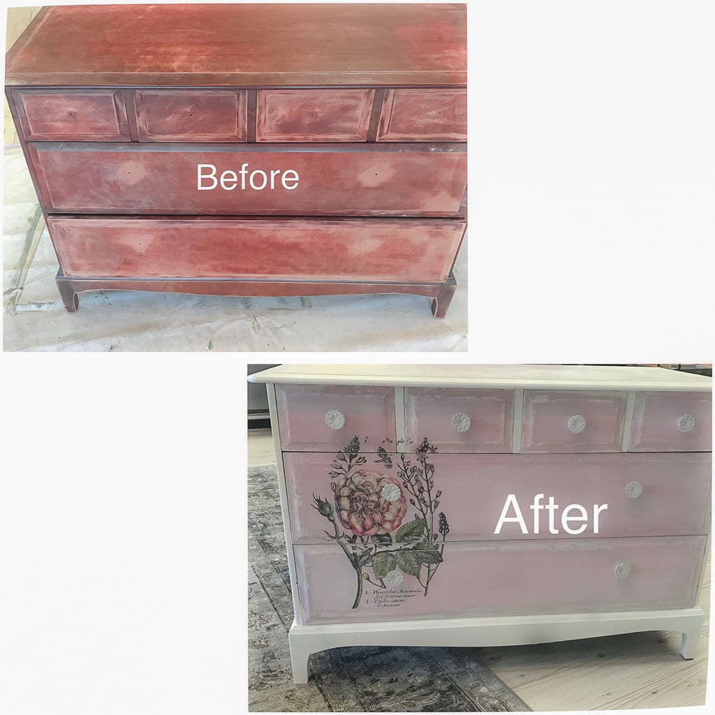 painted dresser with transfer