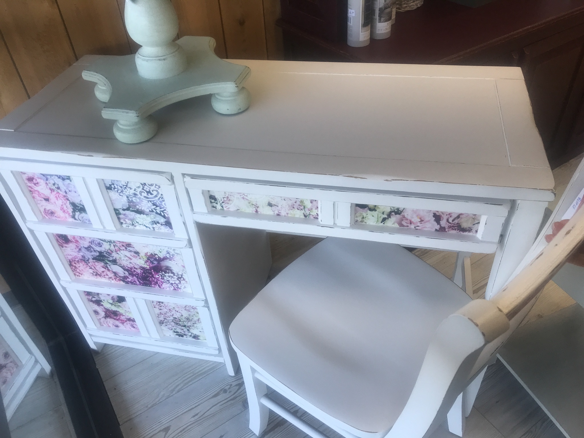 ...Student desk after: paint and decoupage 
