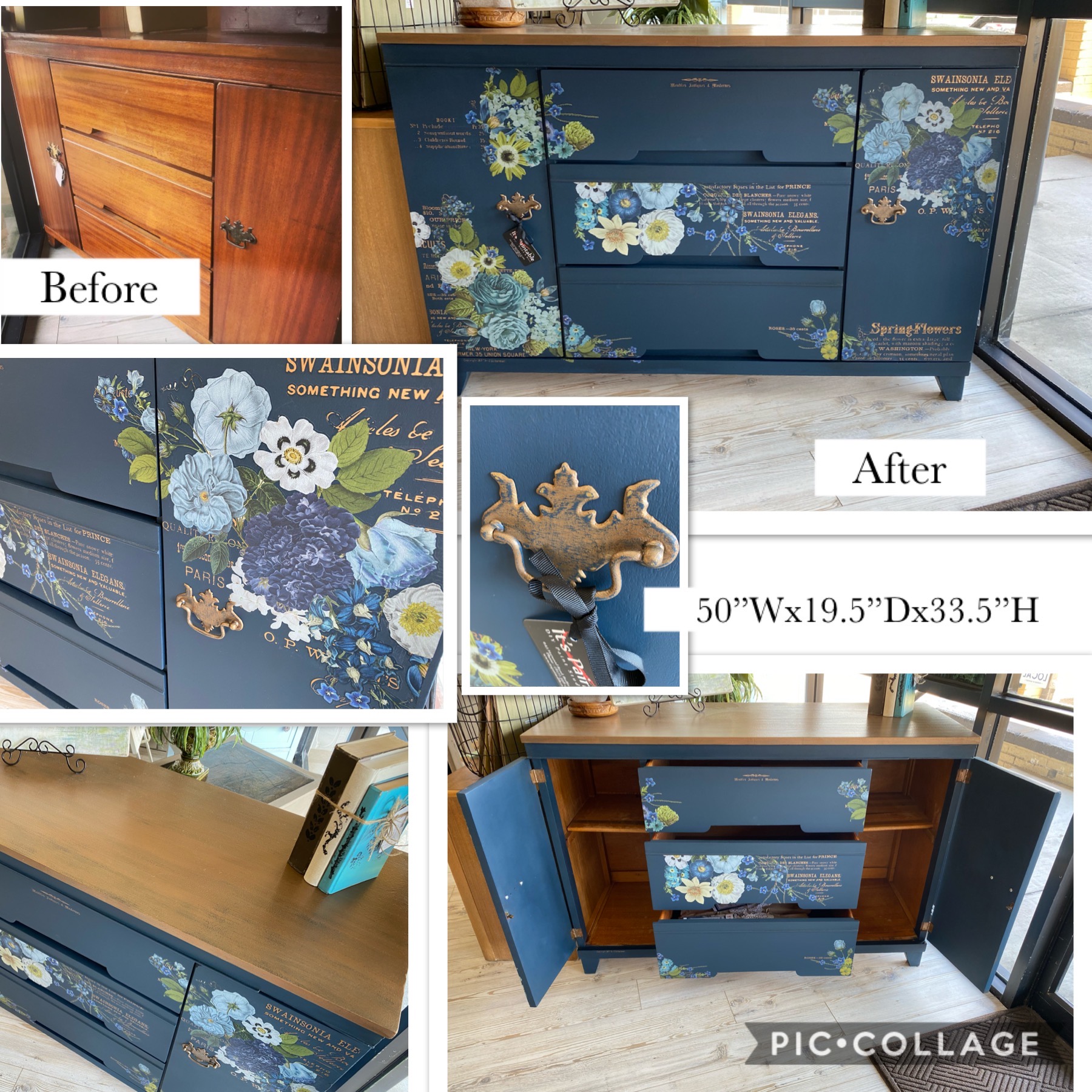 Painted Mid-Century Buffet with transfers